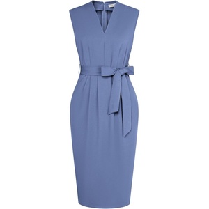 GRACE KARIN Women’s Bodycon Knee Length Sleeveless Dress with Pockets(Blue Grey)