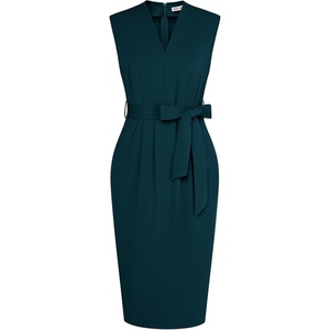 GRACE KARIN Women’s Bodycon Knee Length Sleeveless Dress with Pockets(Deep Green)