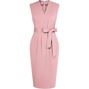 GRACE KARIN Women’s Bodycon Knee Length Sleeveless Dress with Pockets(Gray Pink)