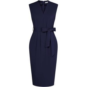GRACE KARIN Women’s Bodycon Knee Length Sleeveless Dress with Pockets(Navy)