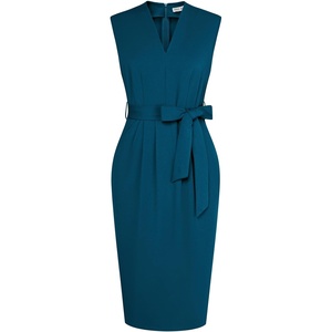 GRACE KARIN Women’s Bodycon Knee Length Sleeveless Dress with Pockets(Peacock)