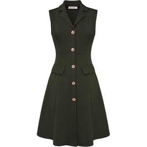 GRACE KARIN Women’s Sleeveless Button Down Work Professional Dresses(Army Green)