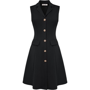 GRACE KARIN Women’s Sleeveless Button Down Work Professional Dresses(Black)