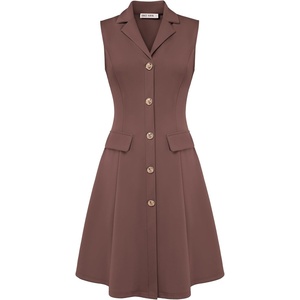 GRACE KARIN Women’s Sleeveless Button Down Work Professional Dresses(Brown)