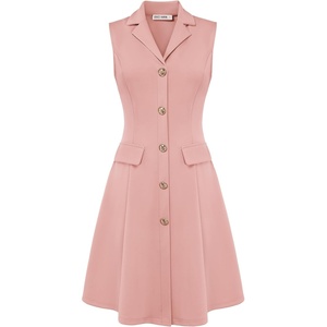 GRACE KARIN Women’s Sleeveless Button Down Work Professional Dresses(Light Pink)