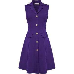 GRACE KARIN Women’s Sleeveless Button Down Work Professional Dresses(Purple)