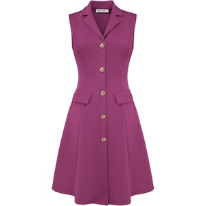 GRACE KARIN Women’s Sleeveless Button Down Work Professional Dresses(Rose Purple)