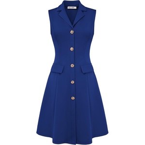 GRACE KARIN Women’s Sleeveless Button Down Work Professional Dresses(Royal Blue)