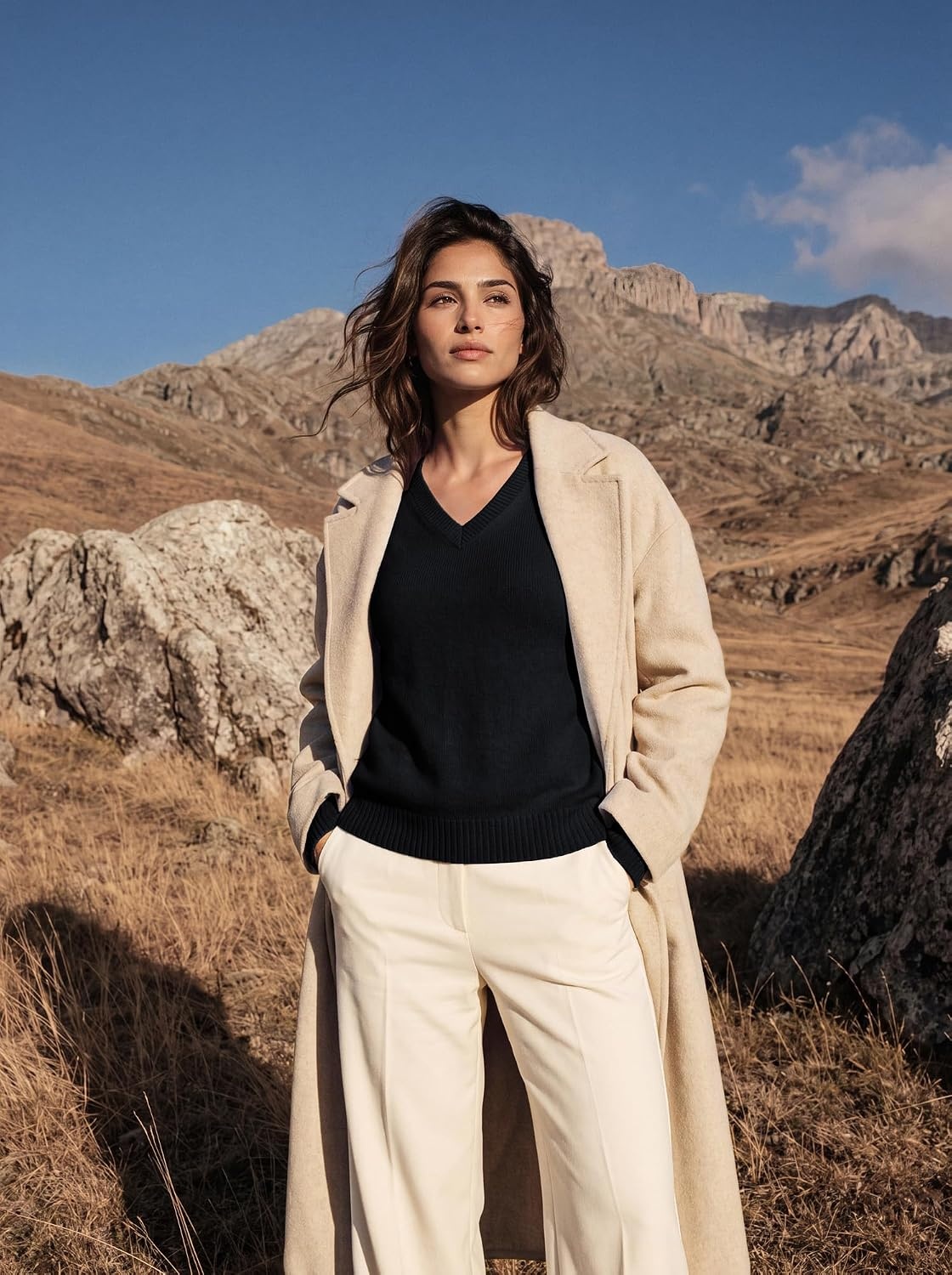 image:imageGRACE KARIN Cashmere Sweaters for Women V Neck Merino Wool Fall SweaterBlack