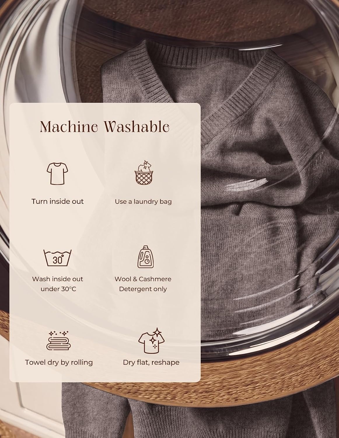 image:imageGRACE KARIN Cashmere Sweaters for Women V Neck Merino Wool Fall SweaterCoffee