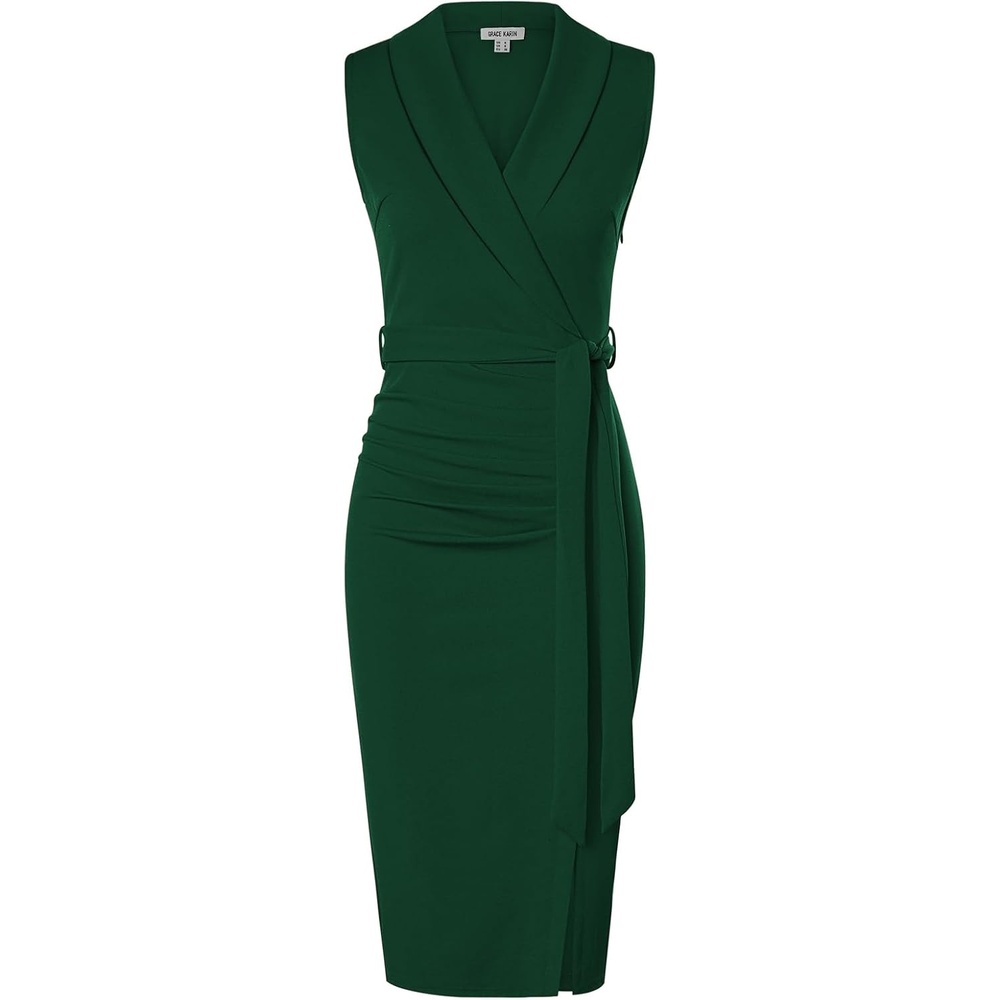 image:imageGRACE KARIN Womens Wear to Work Bodycon Sleeveless DressesDark Green