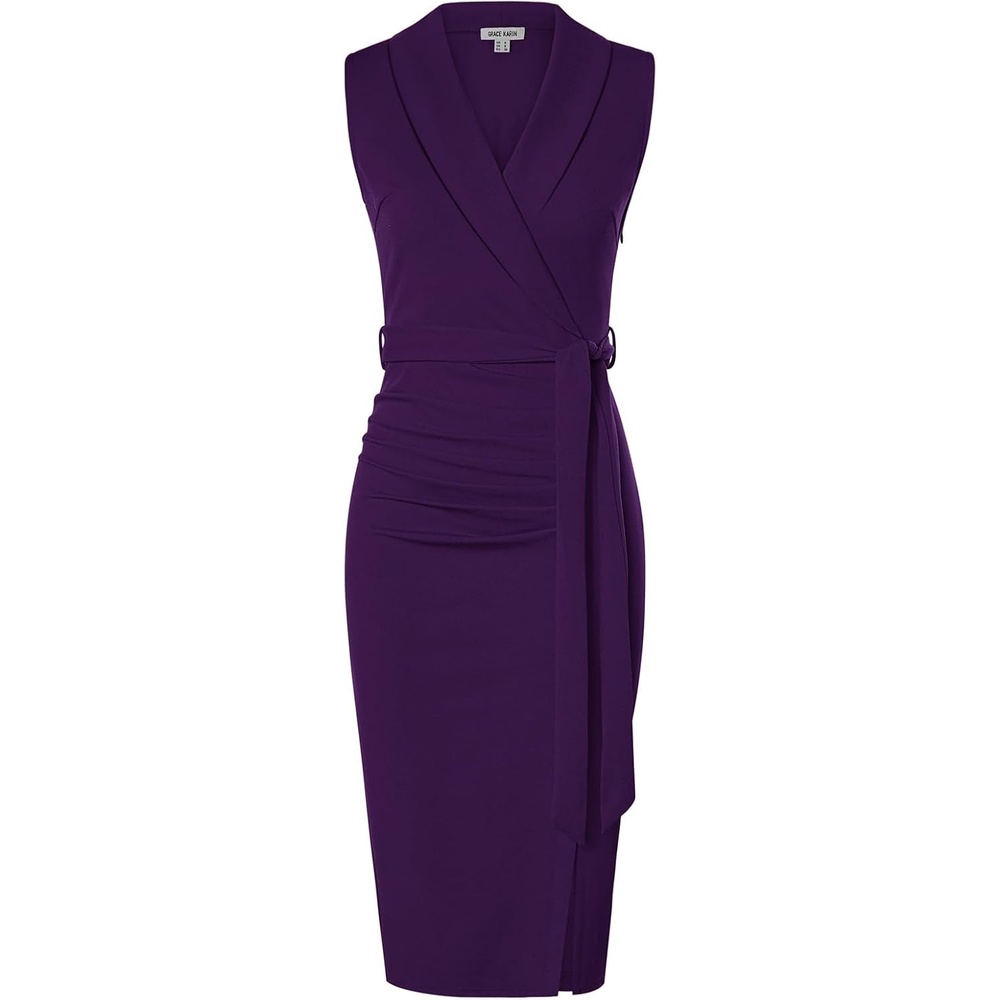 image:imageGRACE KARIN Womens Wear to Work Bodycon Sleeveless DressesDark Purple