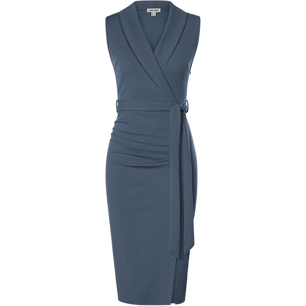image:imageGRACE KARIN Womens Wear to Work Bodycon Sleeveless DressesGray Blue