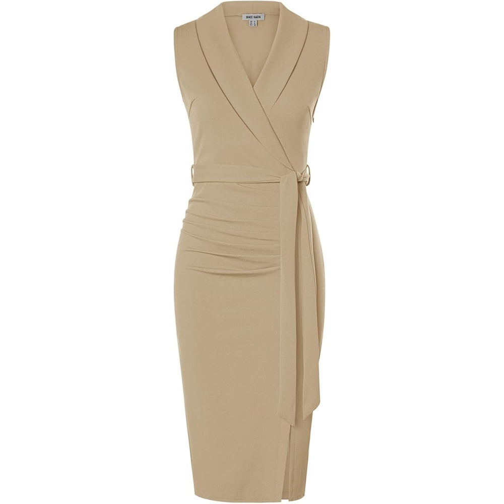 image:imageGRACE KARIN Womens Wear to Work Bodycon Sleeveless DressesKhaki
