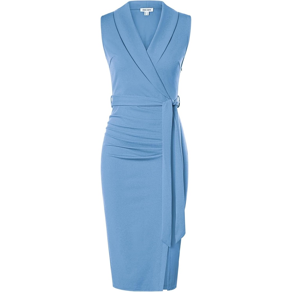 image:imageGRACE KARIN Womens Wear to Work Bodycon Sleeveless DressesLight Blue