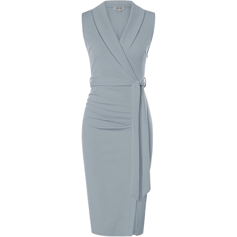 image:imageGRACE KARIN Womens Wear to Work Bodycon Sleeveless DressesLight Grey