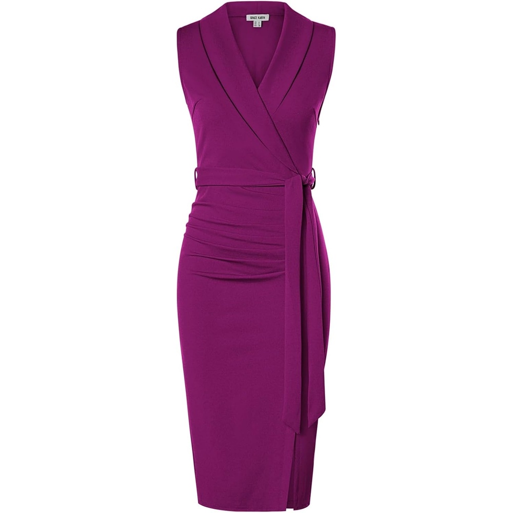 image:imageGRACE KARIN Womens Wear to Work Bodycon Sleeveless DressesPink Purple