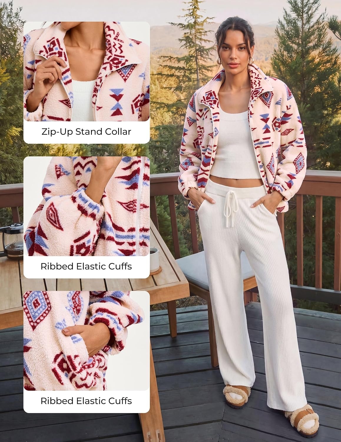 image:imageGRACE KARIN Womens Full Zip Sherpa Fleece Jacket with PocketsBeige