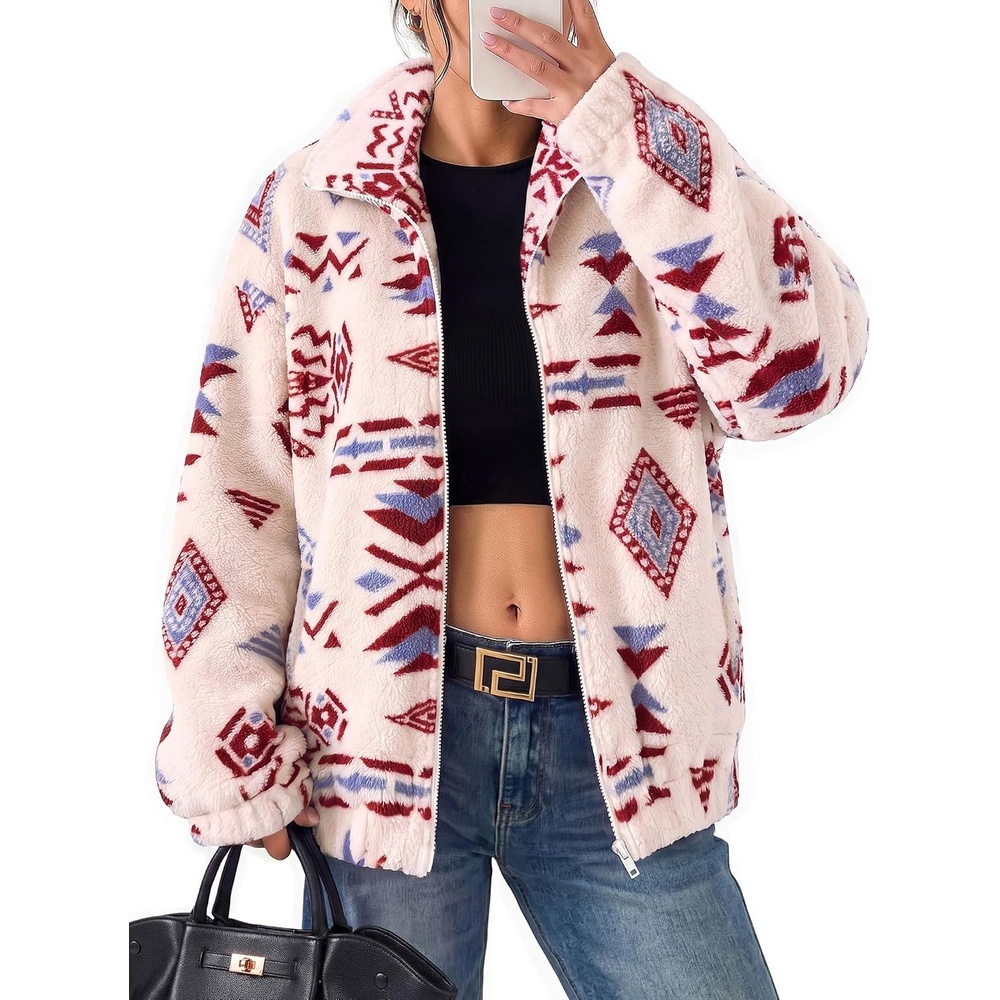 image:imageGRACE KARIN Womens Full Zip Sherpa Fleece Jacket with PocketsBeige