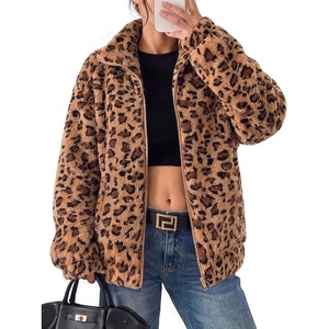 GRACE KARIN Women’s Full Zip Sherpa Fleece Jacket with Pockets(Leopard)