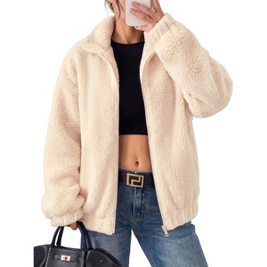 GRACE KARIN Women’s Full Zip Sherpa Fleece Jacket with Pockets(White)