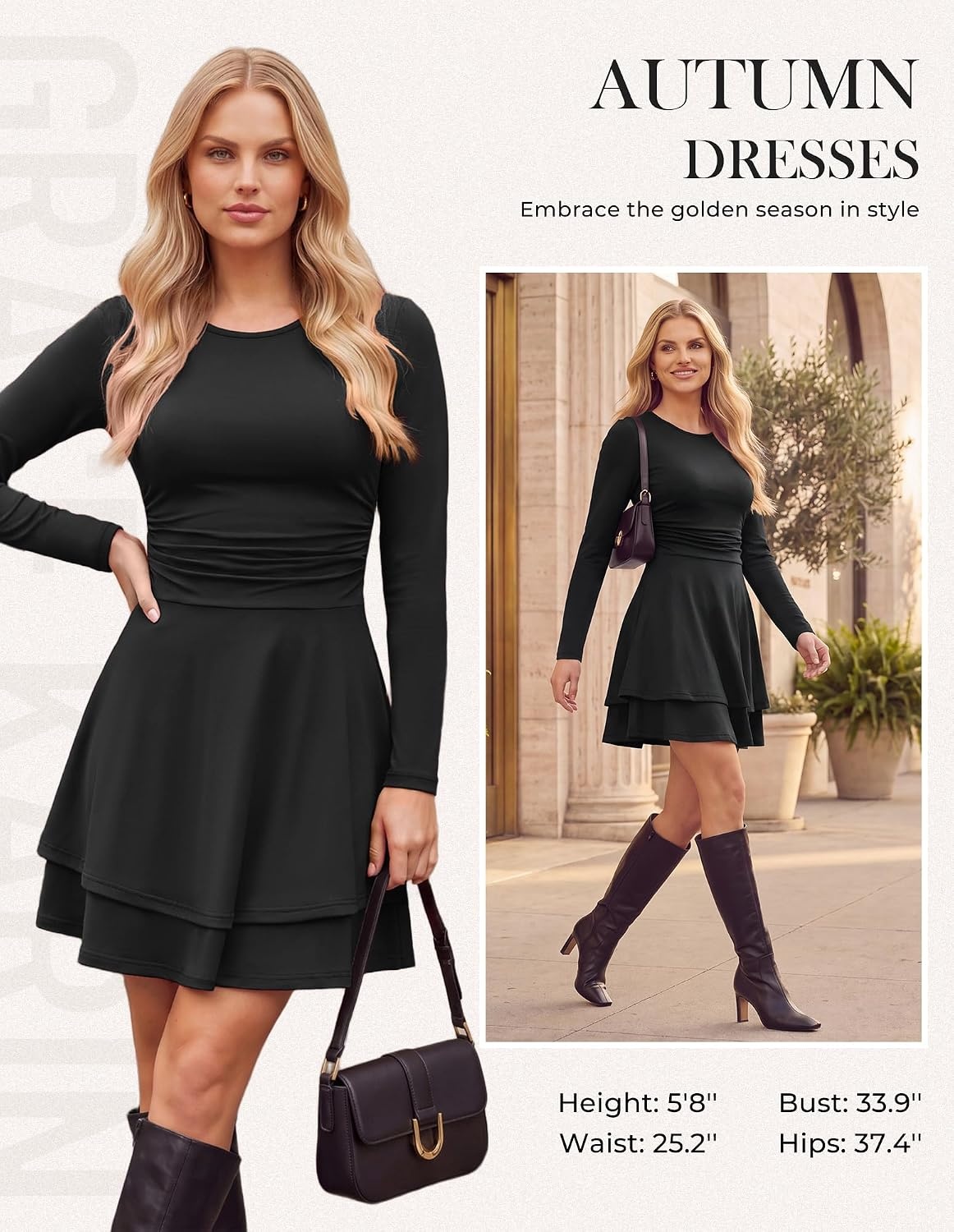 image:imageGRACE KARIN 2026 Womens Fall Long Sleeve Party Mini Dresses with PocketsBlack