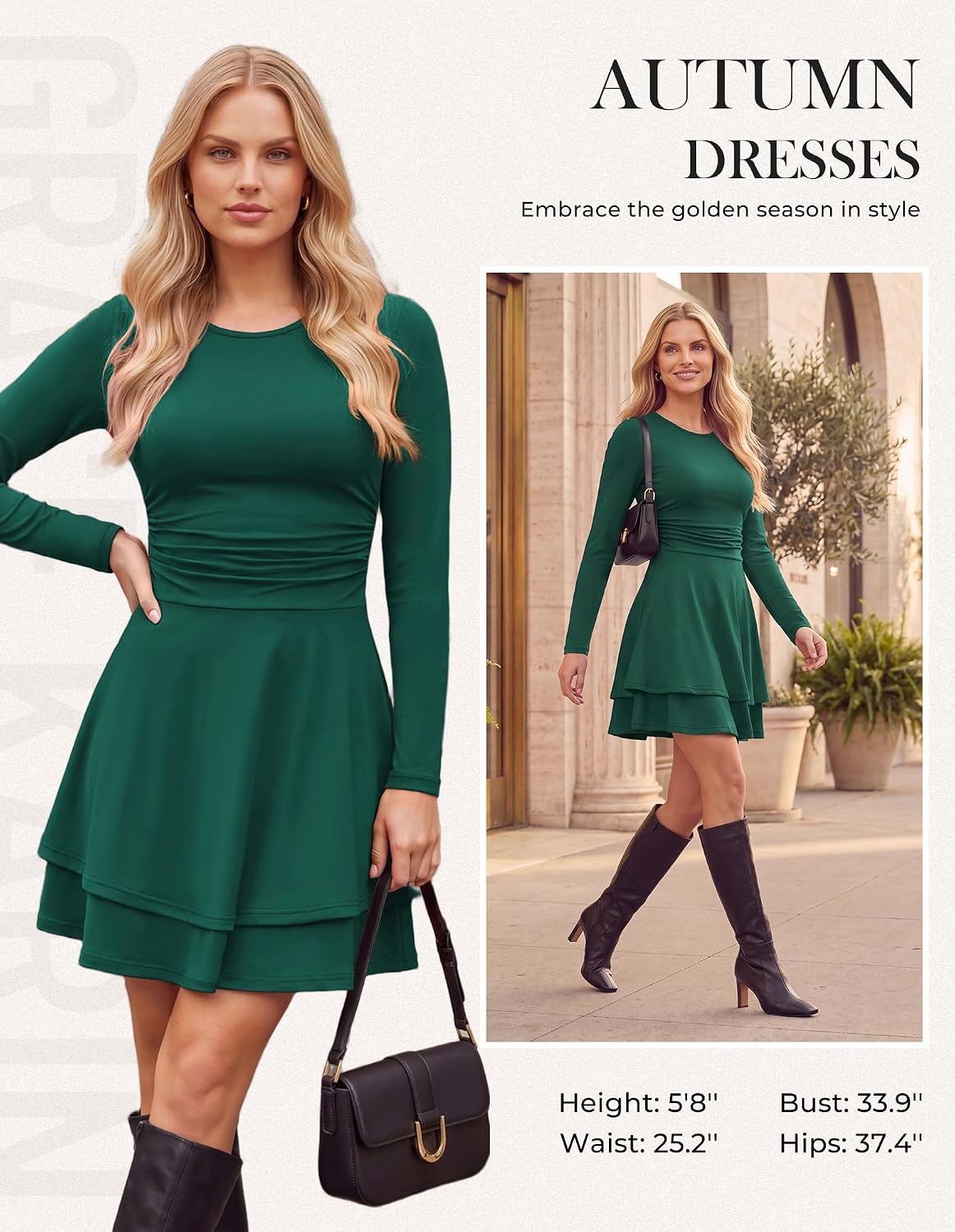 image:imageGRACE KARIN 2026 Womens Fall Long Sleeve Party Mini Dresses with PocketsDark Green