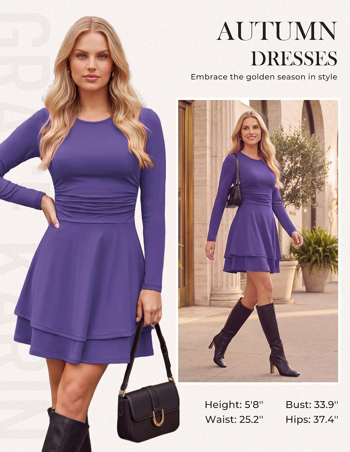 image:imageGRACE KARIN 2026 Womens Fall Long Sleeve Party Mini Dresses with PocketsDeep Purple