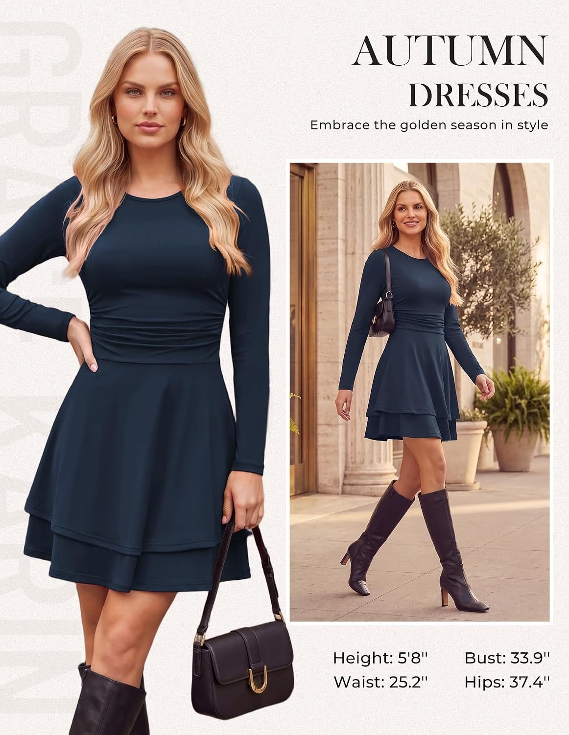 image:imageGRACE KARIN 2026 Womens Fall Long Sleeve Party Mini Dresses with PocketsNavy