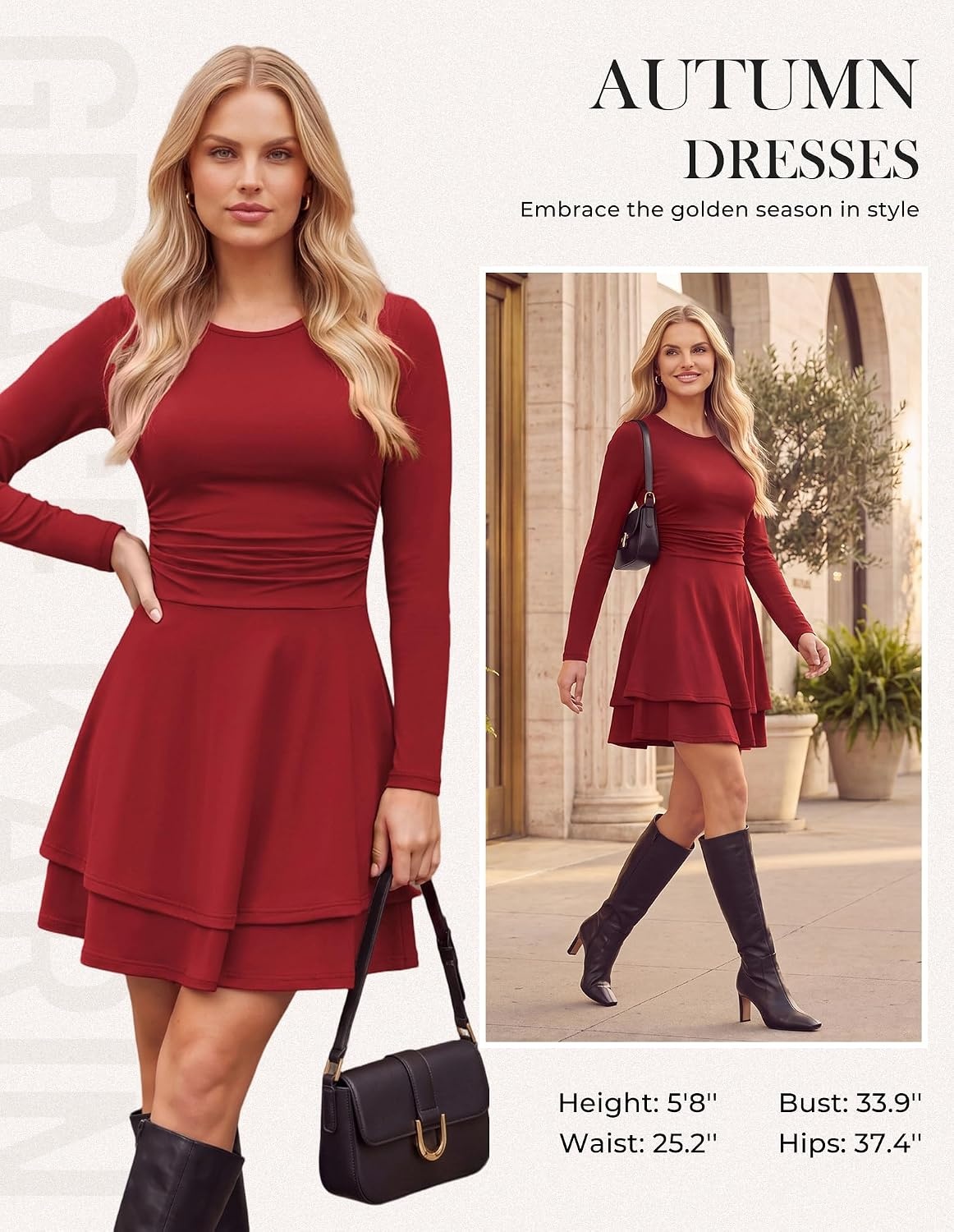image:imageGRACE KARIN 2026 Womens Fall Long Sleeve Party Mini Dresses with PocketsWine