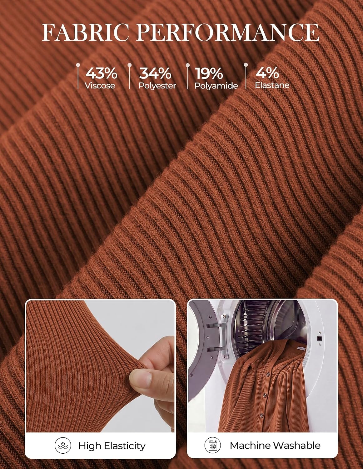 image:imageGRACE KARIN 2026 Womens VNeck Ribbed Knit ALine Mini Fall Sweater DressBrick Red