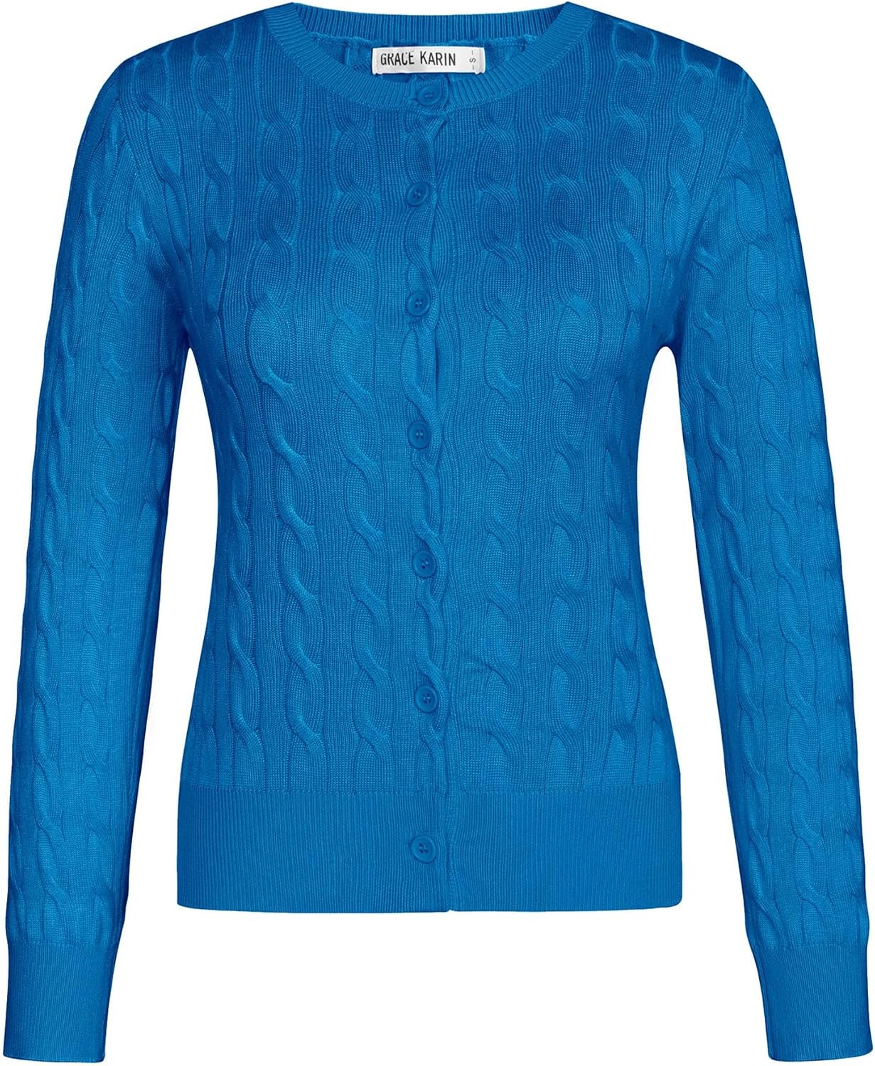 image:imageGRACE KARIN Cable Knit Cardigan Sweaters for Women Lightweight Fall OutfitsBright Blue
