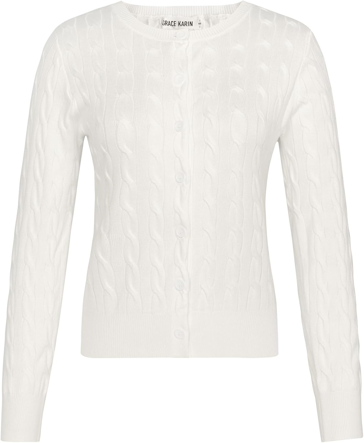 image:imageGRACE KARIN Cable Knit Cardigan Sweaters for Women Lightweight Fall OutfitsIvory White