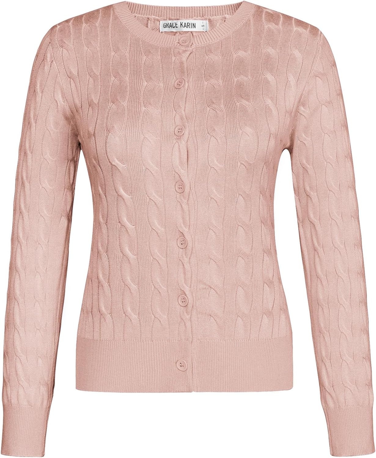 image:imageGRACE KARIN Cable Knit Cardigan Sweaters for Women Lightweight Fall OutfitsLight Pink