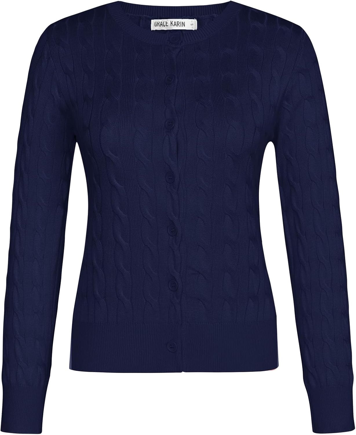 image:imageGRACE KARIN Cable Knit Cardigan Sweaters for Women Lightweight Fall OutfitsNavy Blue