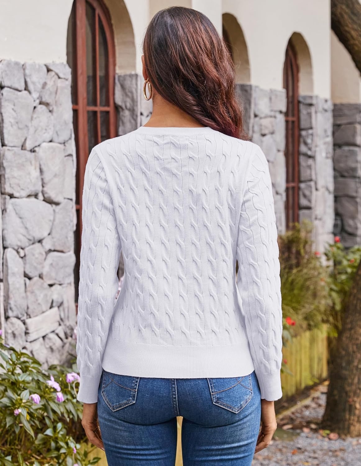 image:imageGRACE KARIN Cable Knit Cardigan Sweaters for Women Lightweight Fall OutfitsWhite