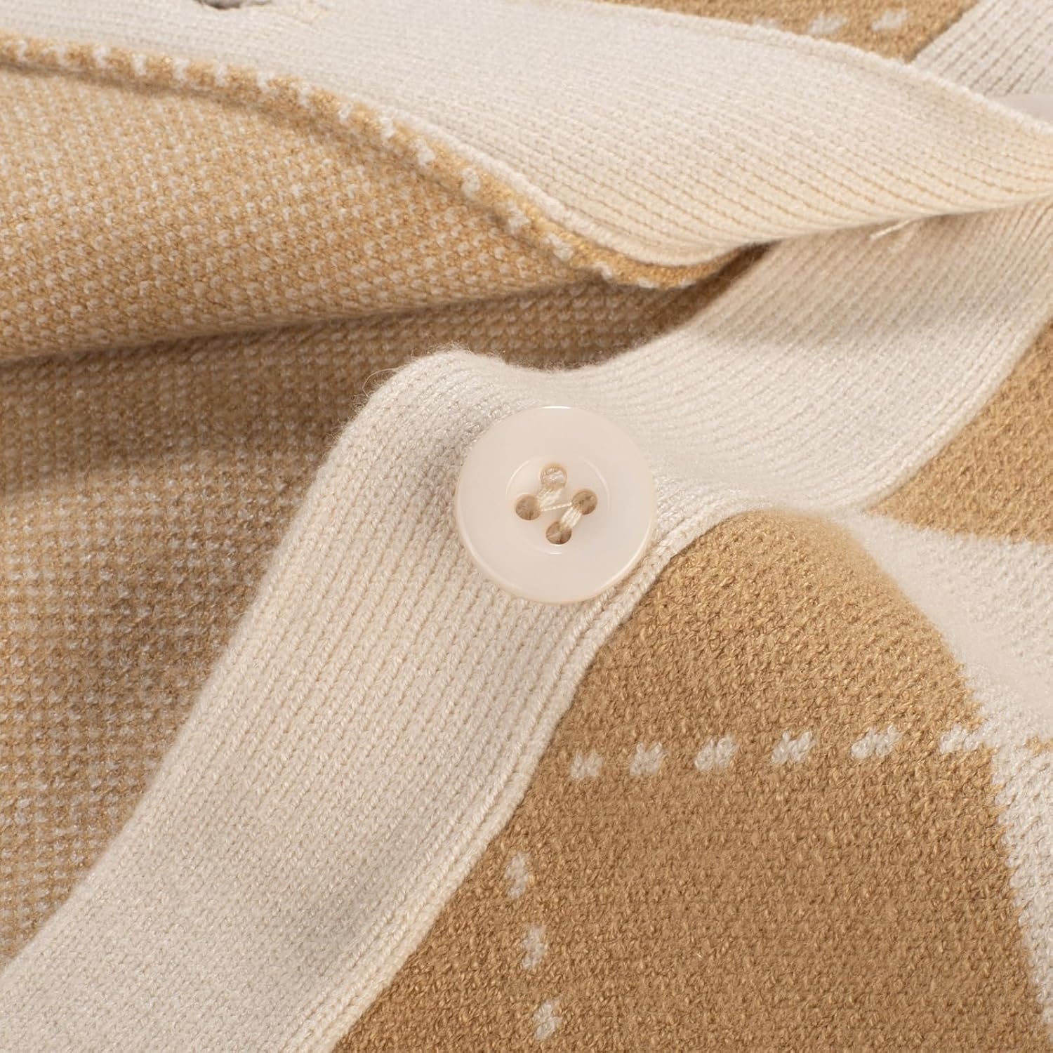 image:imageGRACE KARIN Cardigan Sweaters for Women Fall Argyle Sweater Preppy ClothesApricot Ivory
