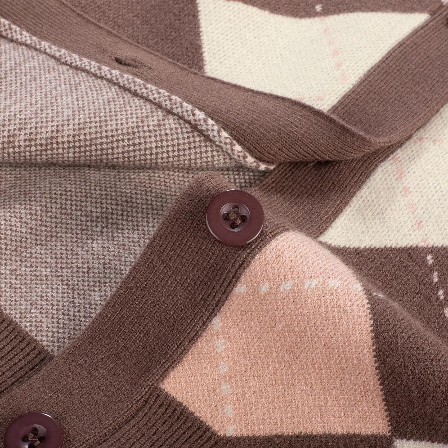image:imageGRACE KARIN Cardigan Sweaters for Women Fall Argyle Sweater Preppy ClothesPink Coffee
