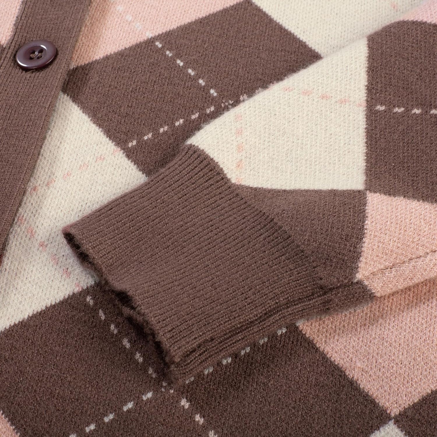 image:imageGRACE KARIN Cardigan Sweaters for Women Fall Argyle Sweater Preppy ClothesPink Coffee