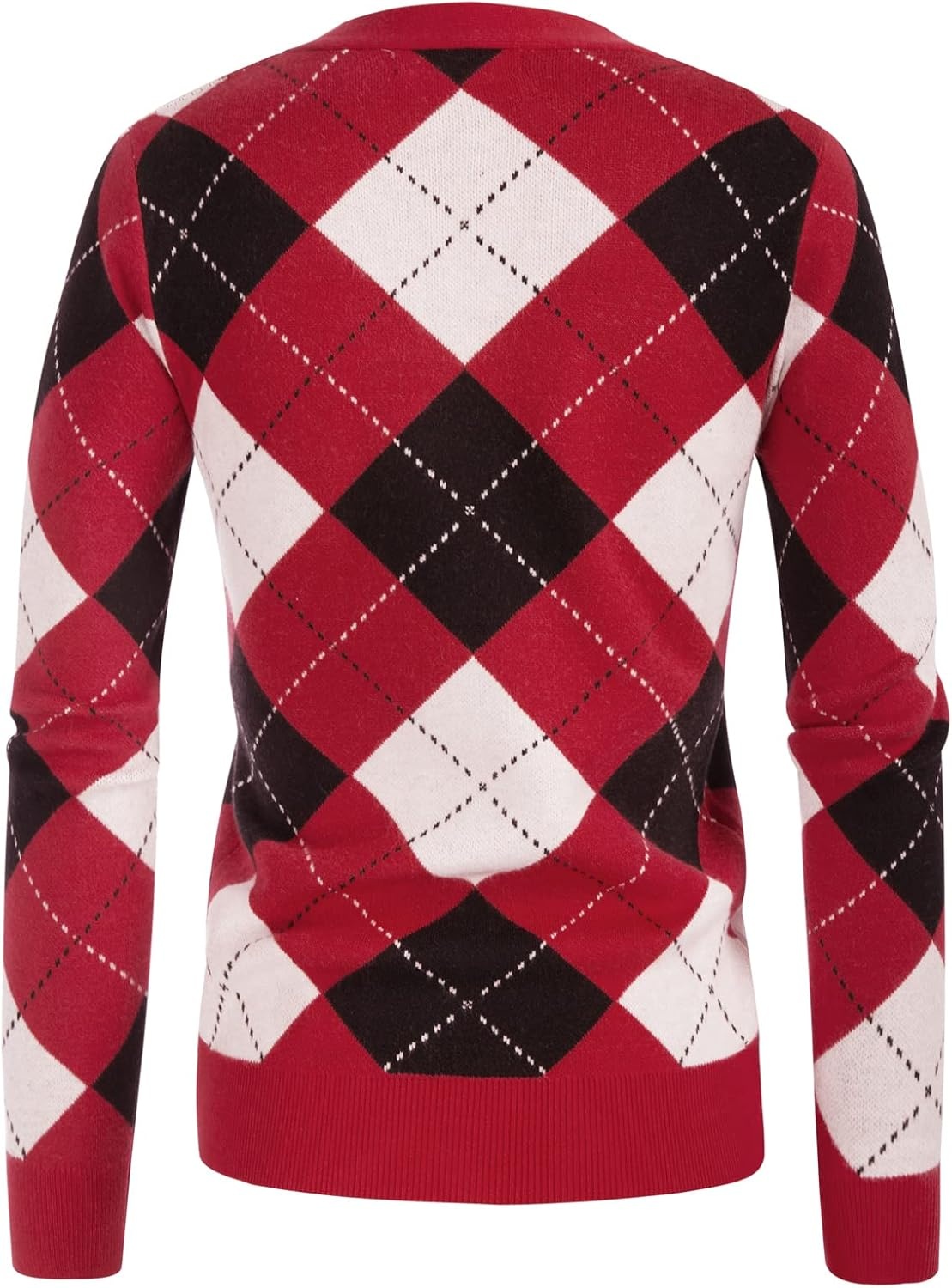 image:imageGRACE KARIN Cardigan Sweaters for Women Fall Argyle Sweater Preppy ClothesPlaid Deep Red