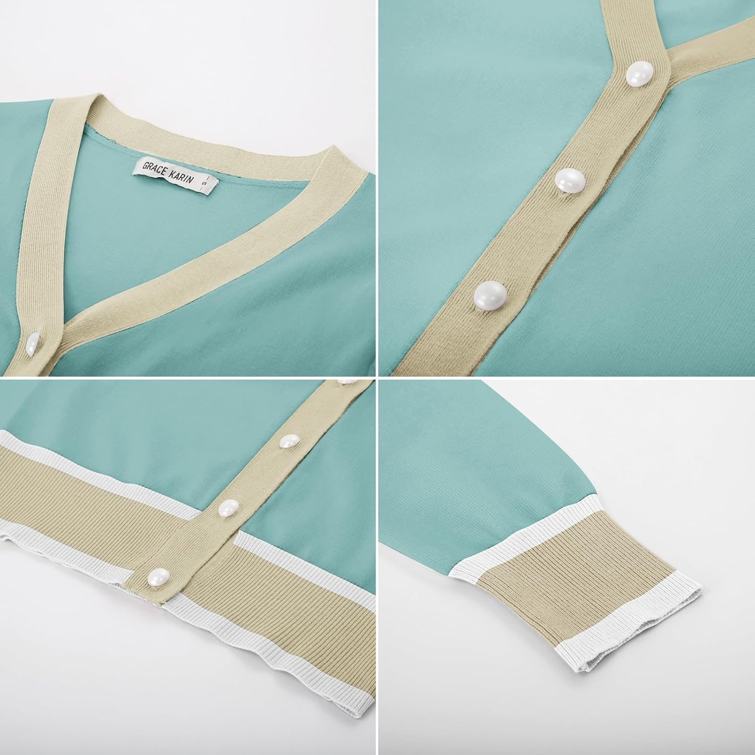 image:imageGRACE KARIN Cardigan Sweaters for Women Fall Lightweight Cropped CardiganLight Blue