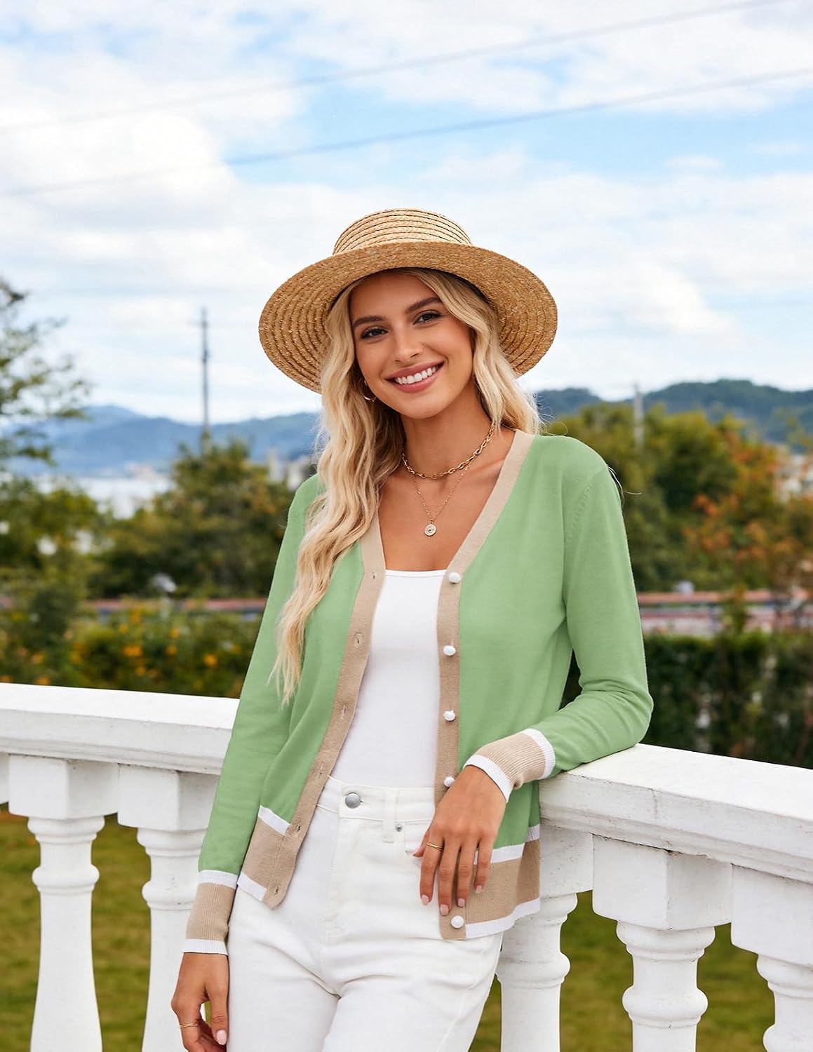 image:imageGRACE KARIN Cardigan Sweaters for Women Fall Lightweight Cropped CardiganLight Green