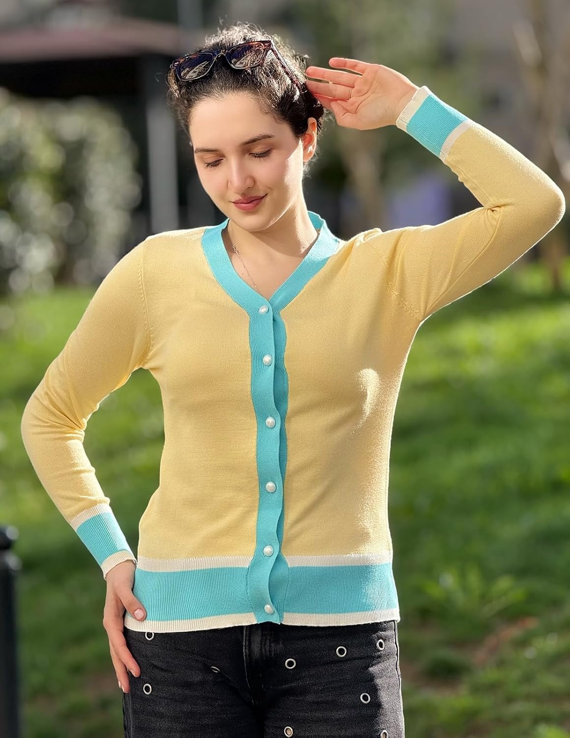 image:imageGRACE KARIN Cardigan Sweaters for Women Fall Lightweight Cropped CardiganLight Yellow