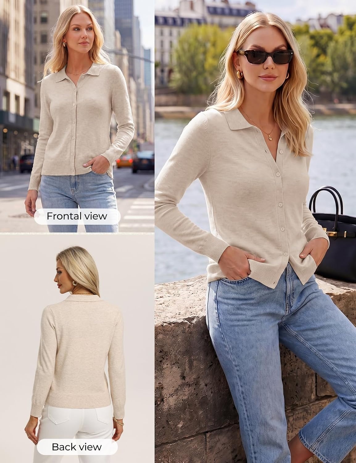 image:imageGRACE KARIN Cardigan Sweaters for Women Lightweight Long Sleeve CardigansBeige