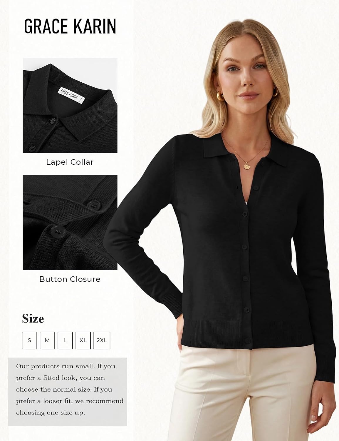 image:imageGRACE KARIN Cardigan Sweaters for Women Lightweight Long Sleeve CardigansBlack