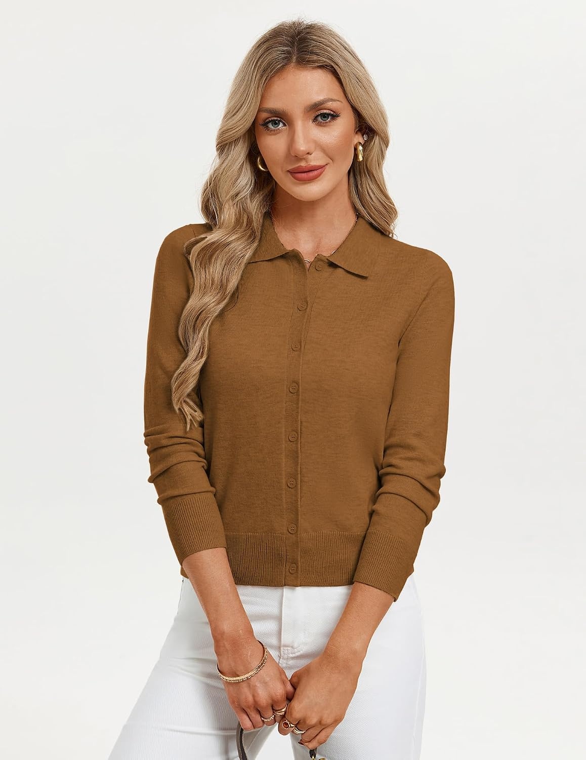 image:imageGRACE KARIN Cardigan Sweaters for Women Lightweight Long Sleeve CardigansCaramel