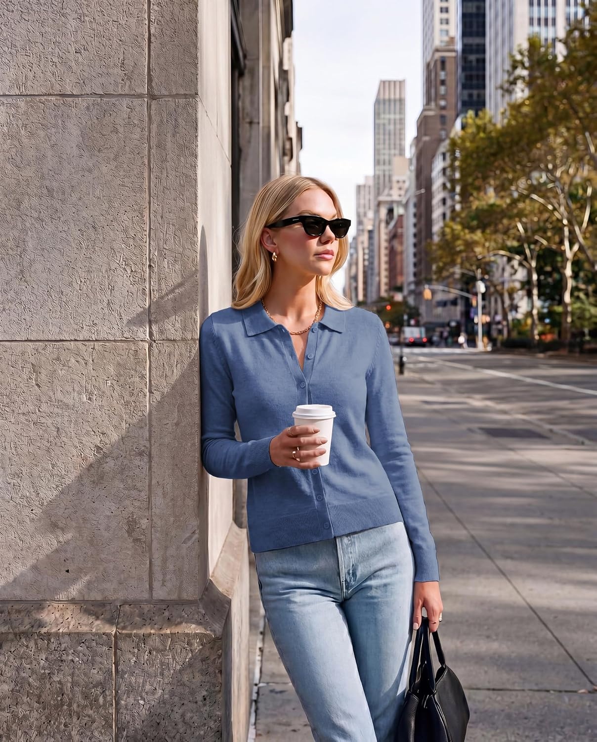 image:imageGRACE KARIN Cardigan Sweaters for Women Lightweight Long Sleeve CardigansDark Blue