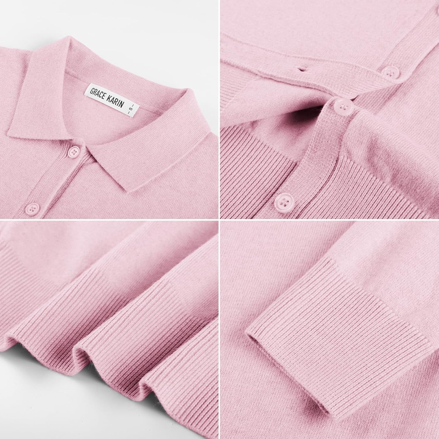 image:imageGRACE KARIN Cardigan Sweaters for Women Lightweight Long Sleeve CardigansLight Pink