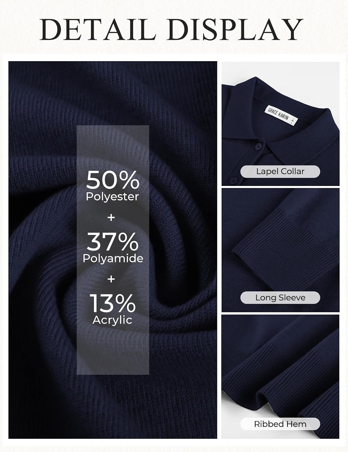 image:imageGRACE KARIN Cardigan Sweaters for Women Lightweight Long Sleeve CardigansNavy Blue