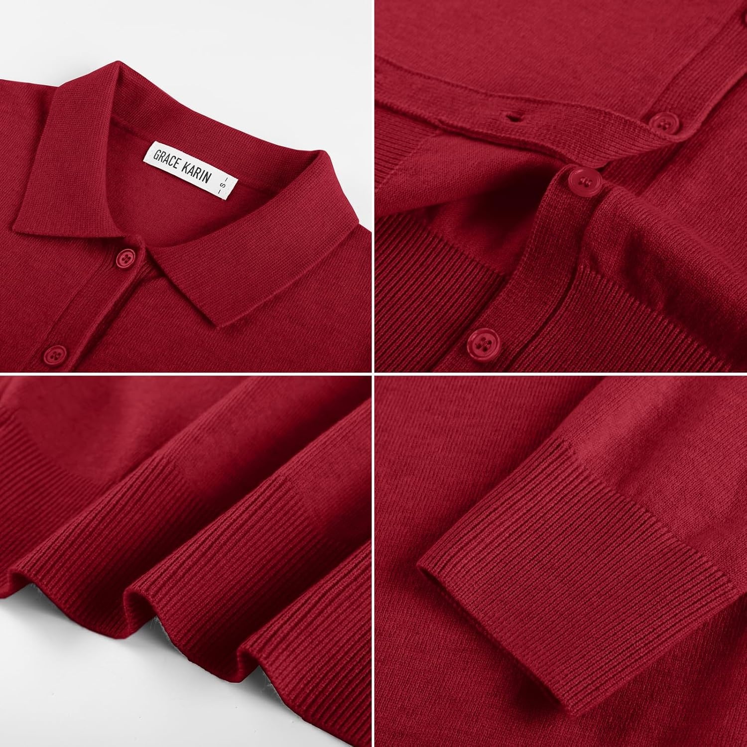 image:imageGRACE KARIN Cardigan Sweaters for Women Lightweight Long Sleeve CardigansRed